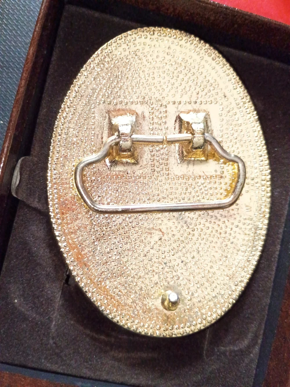 Vintage Crumrine Western Belt Buckle - Gold & Silver Tone Bull Rider Trophy Oval